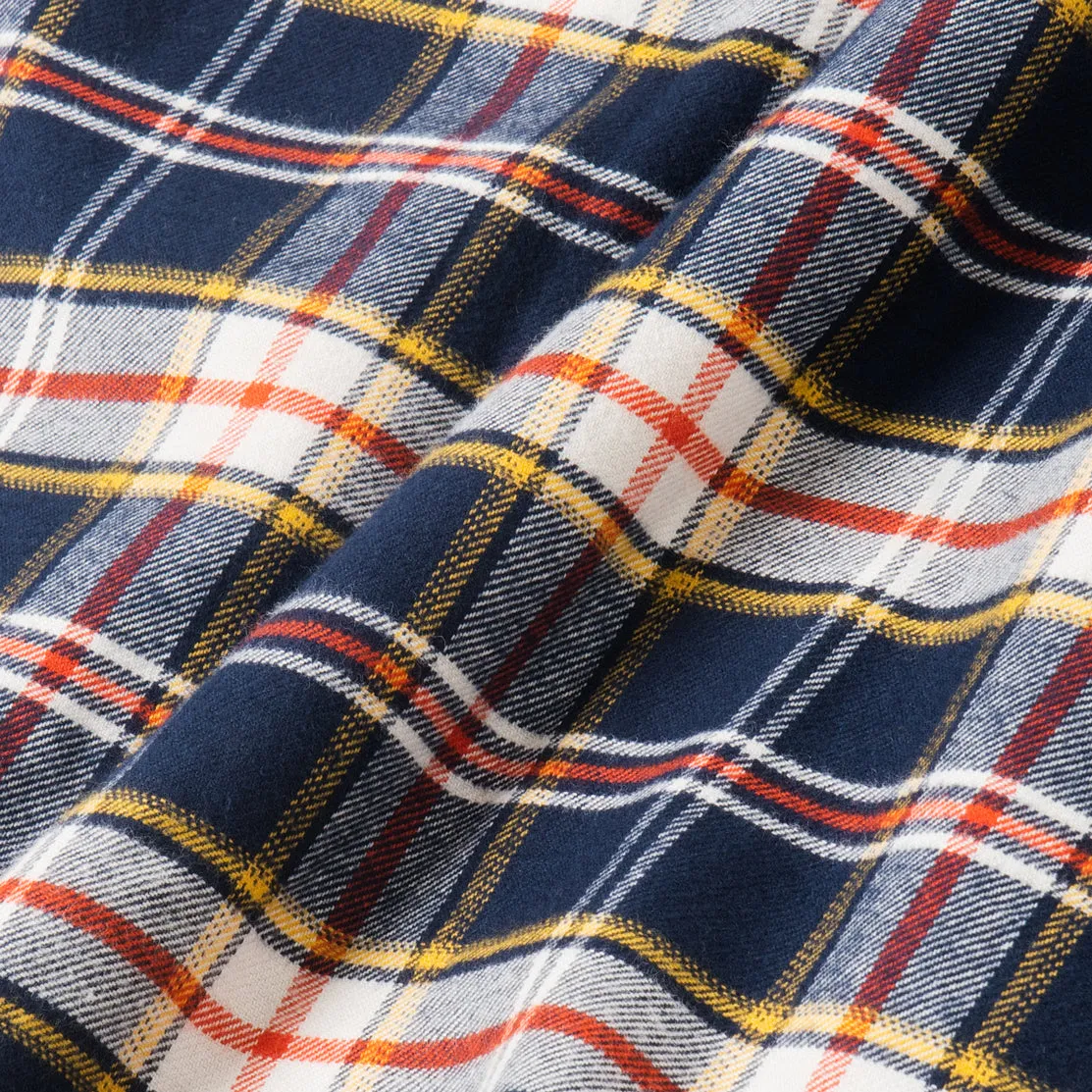College Days Long Sleeve Plaid Shirt - Navy Yellow