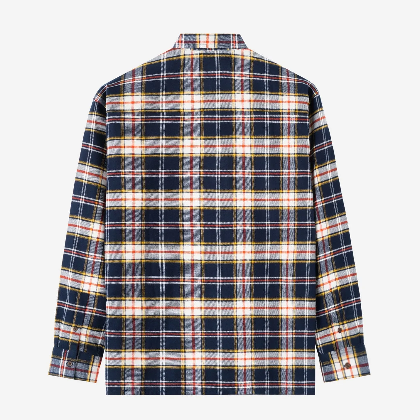 College Days Long Sleeve Plaid Shirt - Navy Yellow