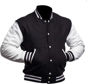 College Letterman Style Varsity Jacket  Mens/Womens High School Baseball Coat Wool   Faux Leather Sleeves