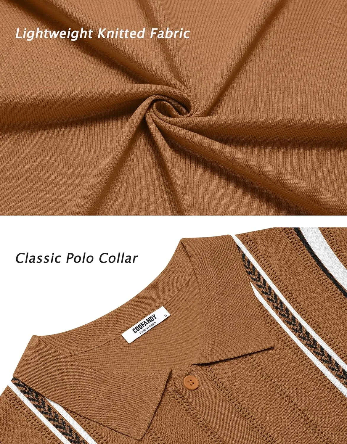 COOFANDY Knit Shirts for Men Casual Short Sleeve Button Down Shirts Summer Beach Stretch Fit Collared Shirts