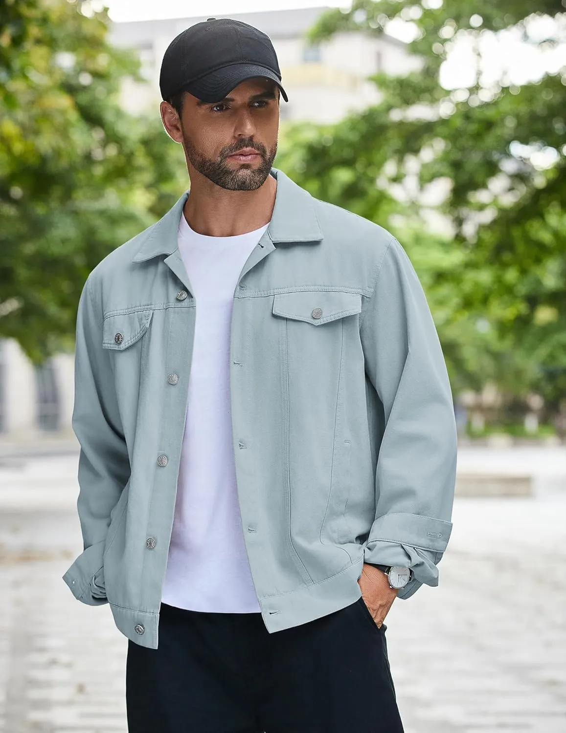 COOFANDY Men's Cotton Denim Jacket Lightweight Trucker Jackets Casual Washed Jean Jacket