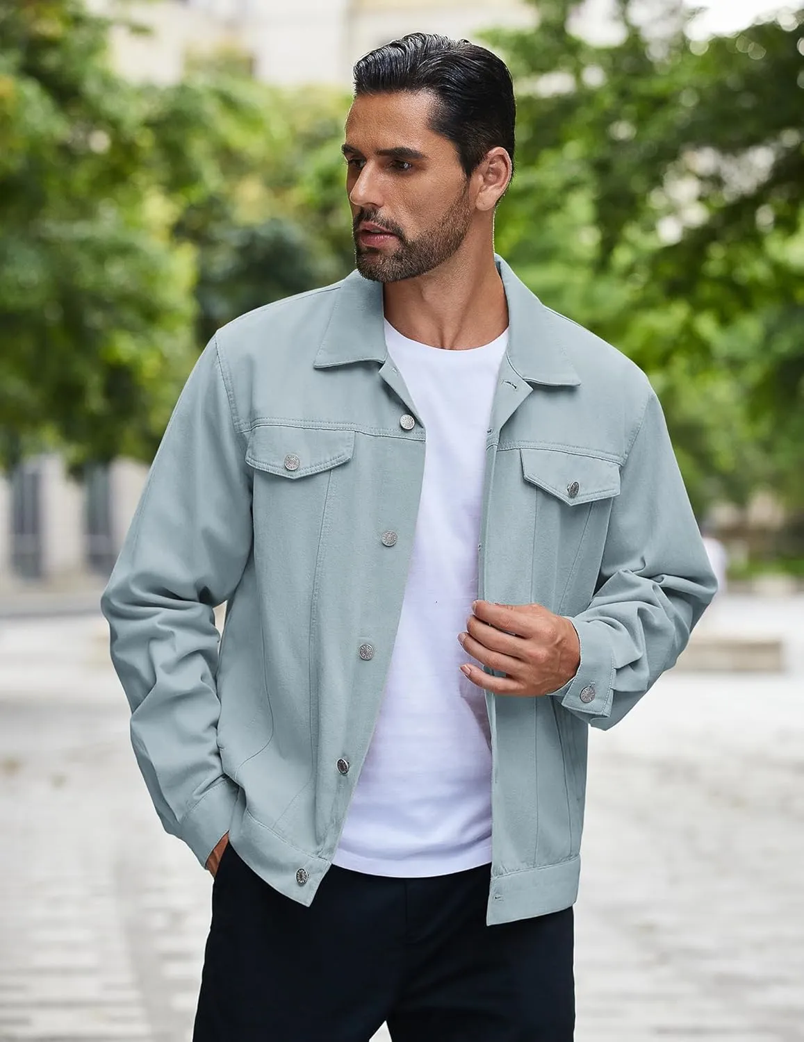 COOFANDY Men's Cotton Denim Jacket Lightweight Trucker Jackets Casual Washed Jean Jacket