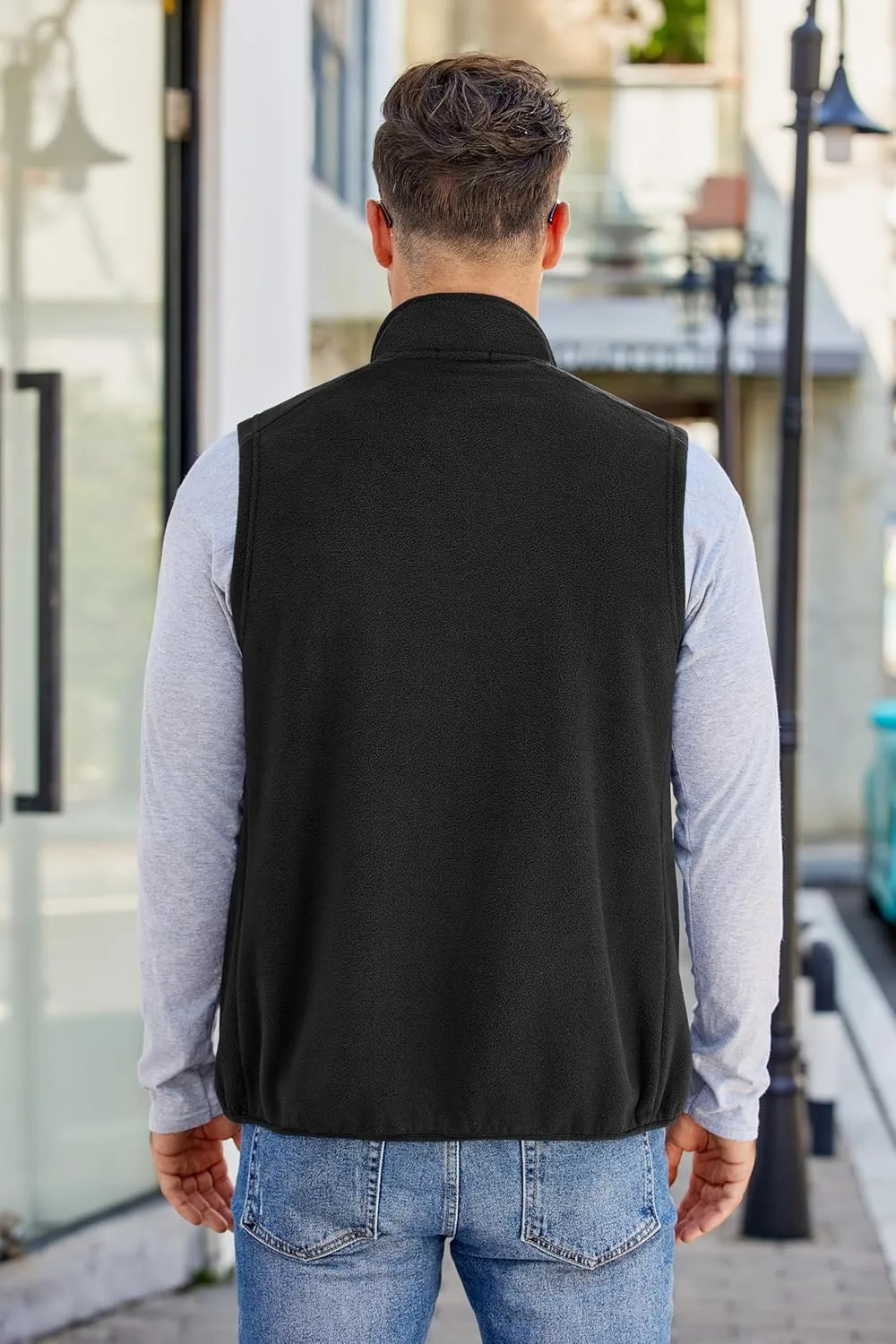 COOFANDY Men's Lightweight Fleece Vest Sleeveless Zip Up Warm Jacket Casual Outerwear Vests With Pockets