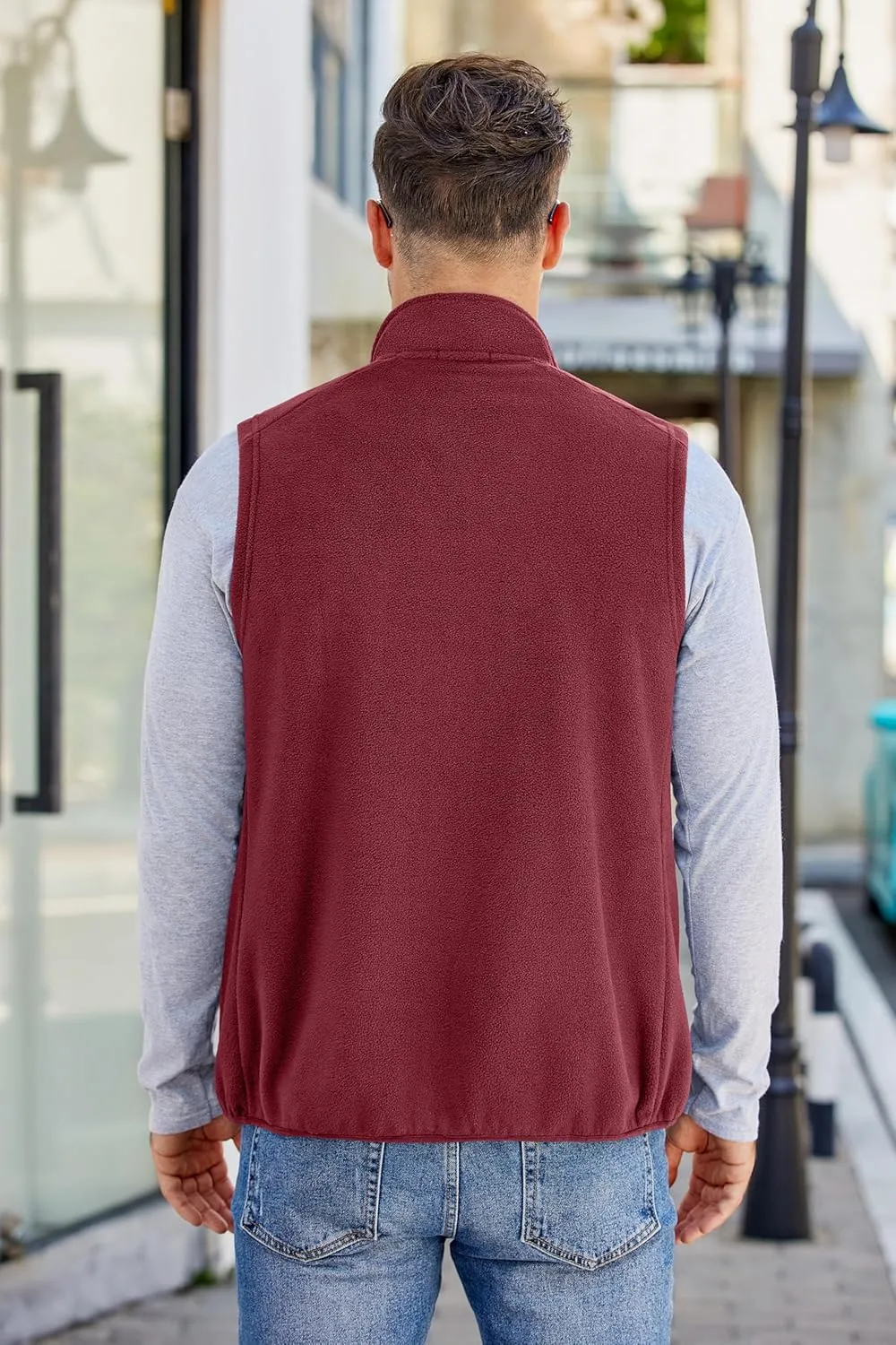 COOFANDY Men's Lightweight Fleece Vest Sleeveless Zip Up Warm Jacket Casual Outerwear Vests With Pockets