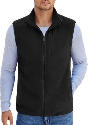 COOFANDY Men's Lightweight Fleece Vest Sleeveless Zip Up Warm Jacket Casual Outerwear Vests With Pockets