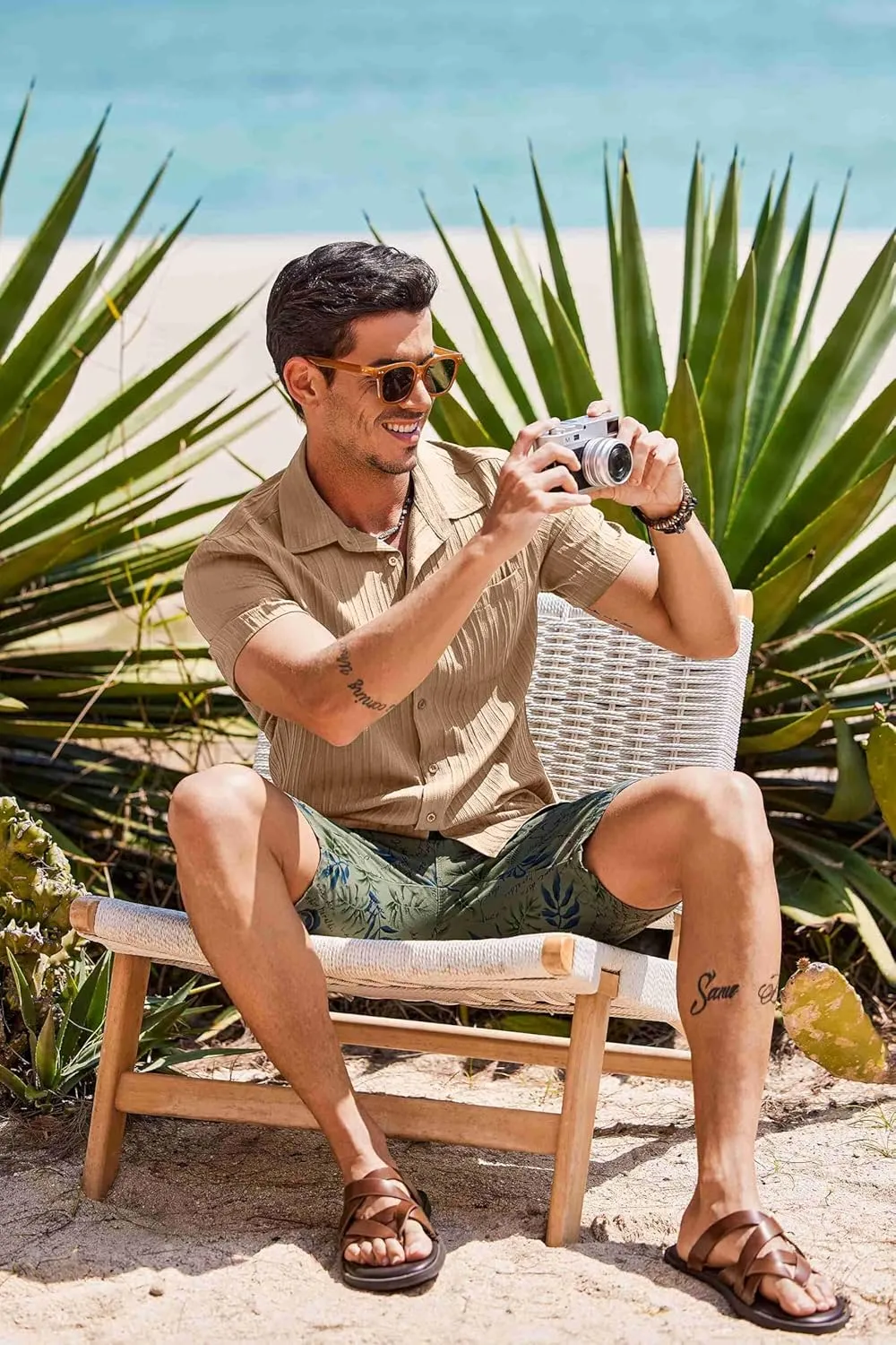 COOFANDY Men's Short Sleeve Casual Button Down Shirts Textured Summer Beach Shirt with Pocket