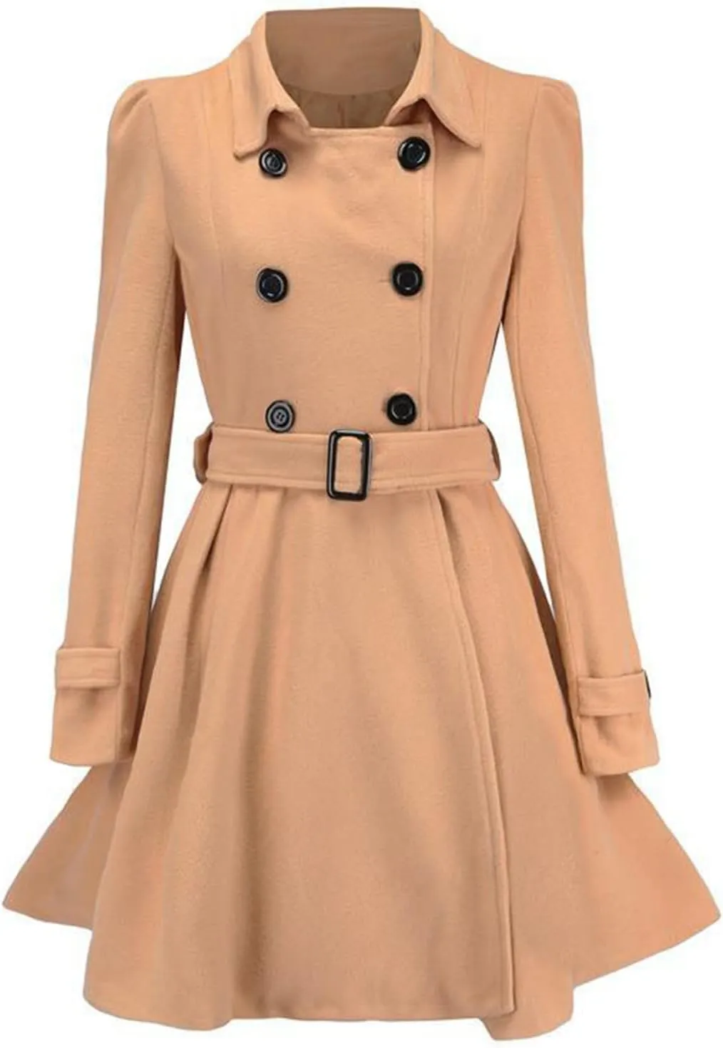 cooki Winter Coats Womens 2024 Fashion Trench Coat Lapel Double Breasted Thick A Line Pea Coats Jacket with Pockets