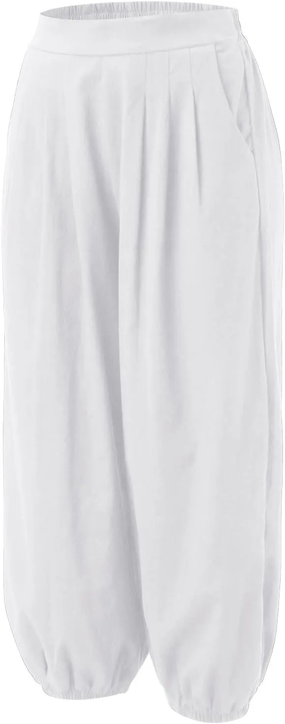 Cotton Linen Palazzo Pants for Women High Waist Loose Trousers Summer Boho Beach Slacks 2025 Solid Baggy Comfy Outfit