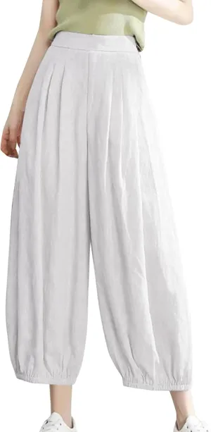 Cotton Linen Palazzo Pants for Women High Waist Loose Trousers Summer Boho Beach Slacks 2025 Solid Baggy Comfy Outfit