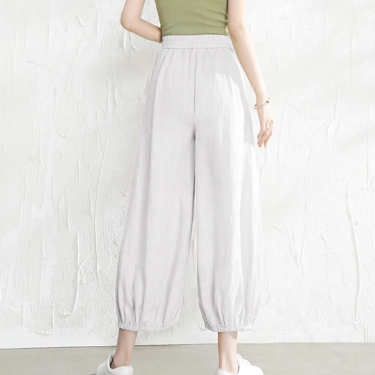 Cotton Linen Palazzo Pants for Women High Waist Loose Trousers Summer Boho Beach Slacks 2025 Solid Baggy Comfy Outfit