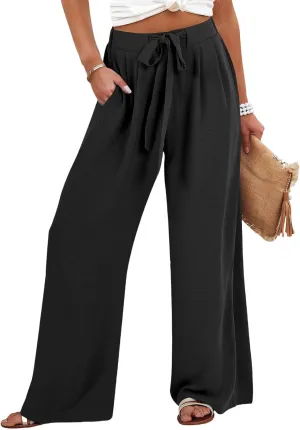 Cotton Linen Womens Capri Pants High Waisted Petite Trousers, Baggy Cargo Pants Women Cargo Wide Leg Summer
