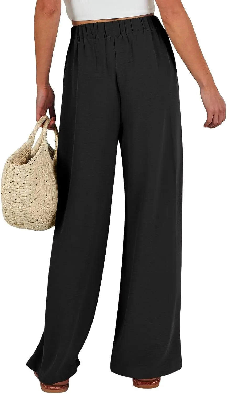 Cotton Linen Womens Capri Pants High Waisted Petite Trousers, Baggy Cargo Pants Women Cargo Wide Leg Summer