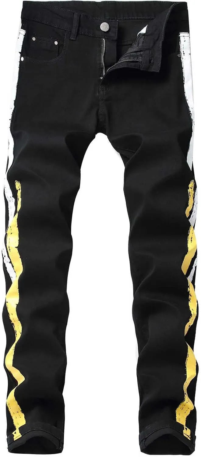 Cotton Straight Ripped Jeans for Men 2023 Fashion Slim Stretch Buckle Zipper Solid Denim Trousers Skinny-Fit Pant