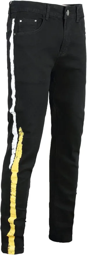 Cotton Straight Ripped Jeans for Men 2023 Fashion Slim Stretch Buckle Zipper Solid Denim Trousers Skinny-Fit Pant