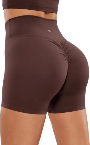 CRZ YOGA Womens Butterluxe Crossover Scrunch Butt Biker Shorts 5" - High Waist No Front Seam Workout Yoga Booty Lift Shorts