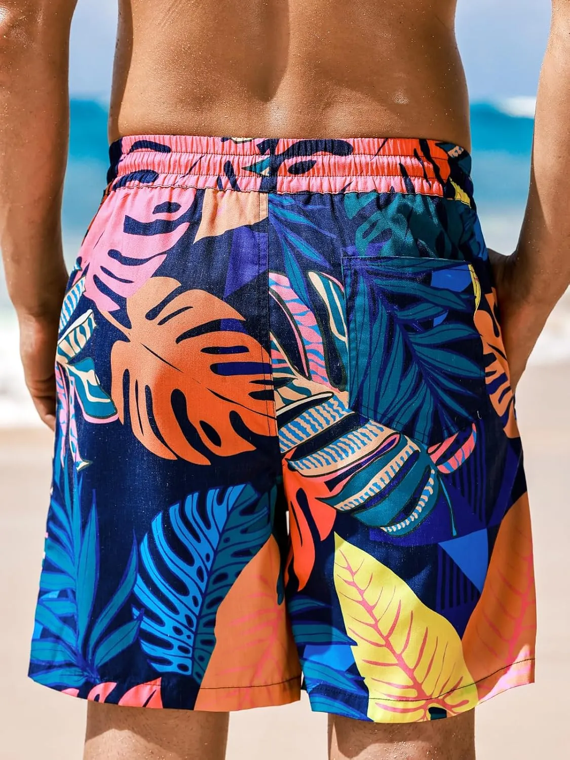 CUPSHE 6.5 Inch Men's Swim Trunks Board Shorts Mens Bathing Suits Swim Shorts with Drawstring, Side and Back Pockets