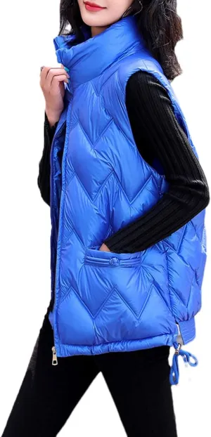 DBFBDTU Women Winter Vest Jacket Stand Collar Cotton Padded Waistcoat Sleeveless Jacket Warm