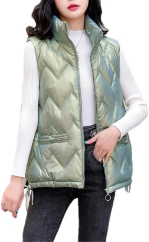 DBFBDTU Women Winter Vest Jacket Stand Collar Cotton Padded Waistcoat Sleeveless Jacket Warm