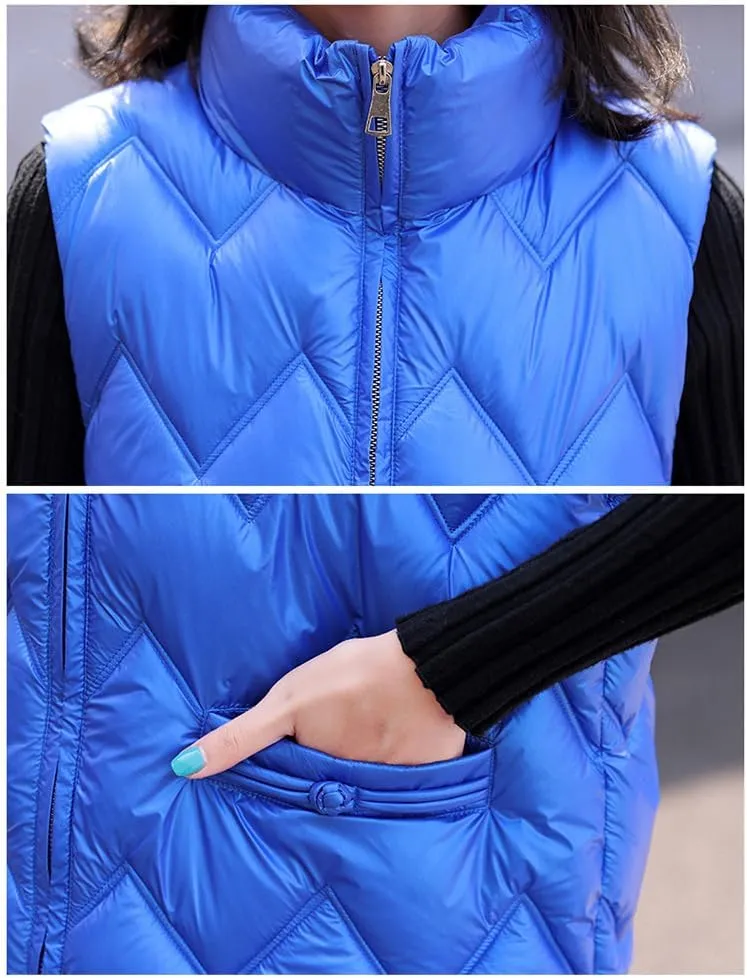 DBFBDTU Women Winter Vest Jacket Stand Collar Cotton Padded Waistcoat Sleeveless Jacket Warm
