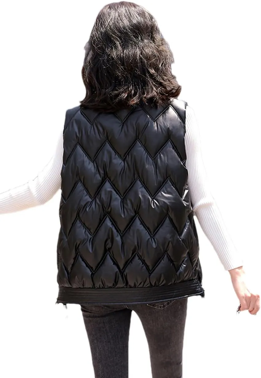 DBFBDTU Women Winter Vest Jacket Stand Collar Cotton Padded Waistcoat Sleeveless Jacket Warm