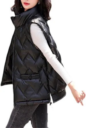 DBFBDTU Women Winter Vest Jacket Stand Collar Cotton Padded Waistcoat Sleeveless Jacket Warm