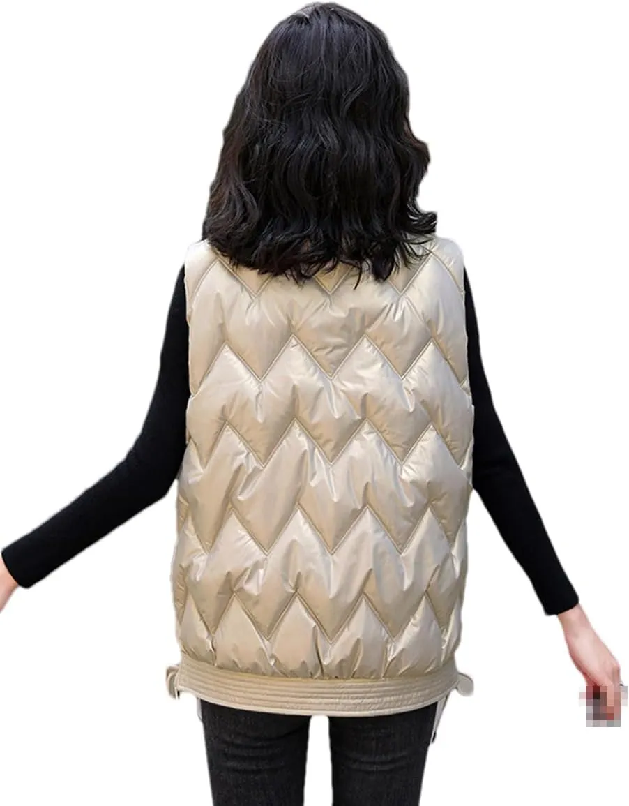 DBFBDTU Women Winter Vest Jacket Stand Collar Cotton Padded Waistcoat Sleeveless Jacket Warm