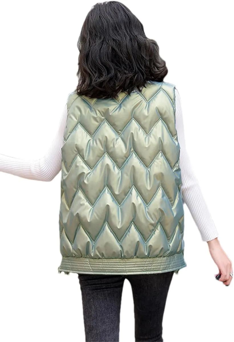 DBFBDTU Women Winter Vest Jacket Stand Collar Cotton Padded Waistcoat Sleeveless Jacket Warm