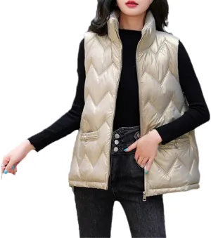 DBFBDTU Women Winter Vest Jacket Stand Collar Cotton Padded Waistcoat Sleeveless Jacket Warm