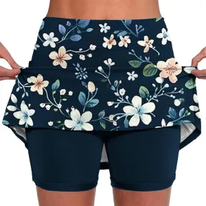 DDAPJ pyju Women Shorts Stretchy Yoga Skort Trendy Floral Print Athletic Skirts Plus Size Golf Athletic Workout Skort