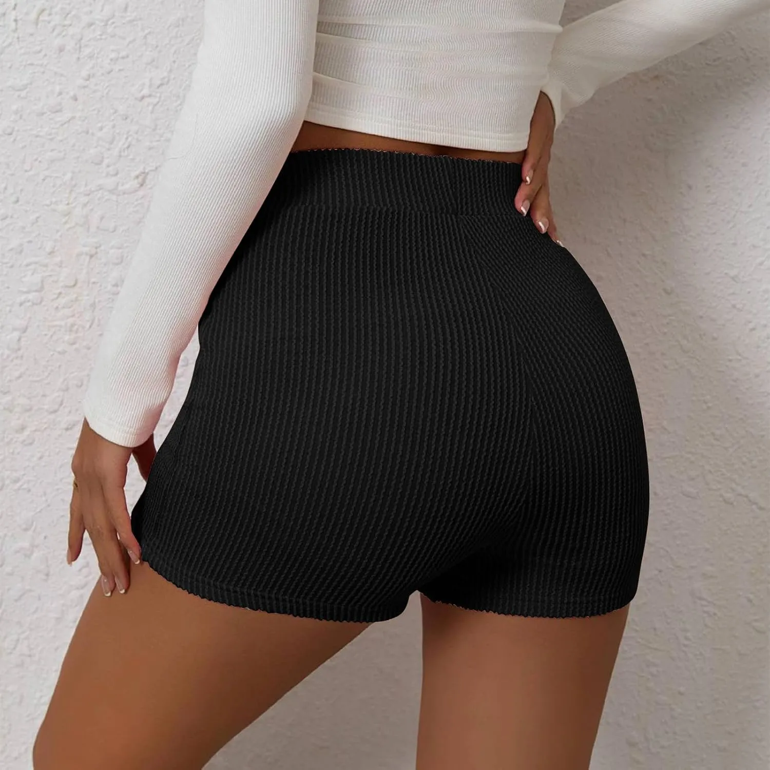 DDAPJ pyju Women's Summer Wrap Skort Textured High Waisted Skirt Elastic Waist Pull On Shorts Dressy Mini Skirt Inner Shorts