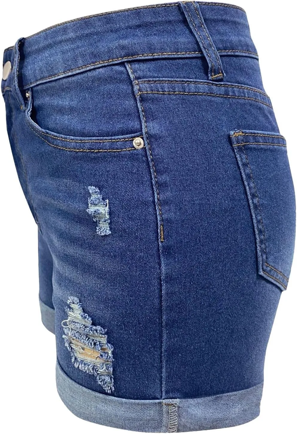 Denim Tight Shorts for Women Casual Sexy Slim Fit Ripped Hot Pants Summer Fashion Comfy Mid Waisted Shorts with Pockets