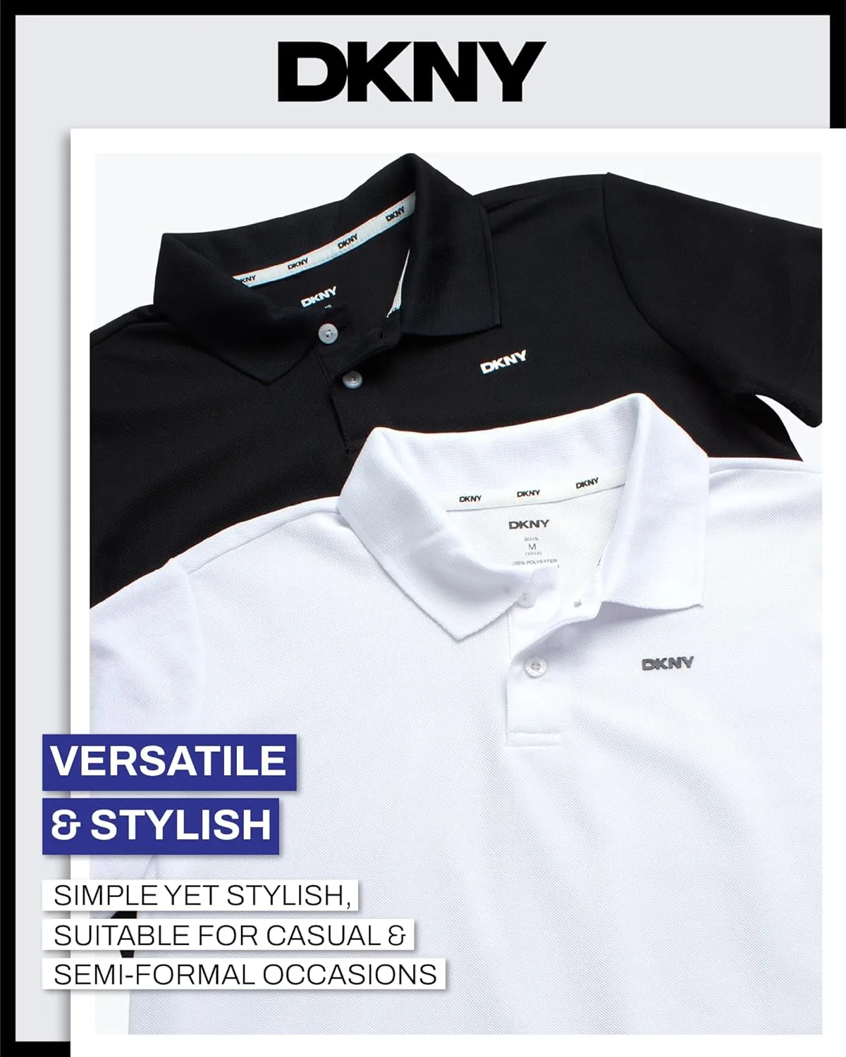 DKNY Boys' Polo Shirt - 2 Pack Active Short Sleeve School Uniform Golf Shirts for Boys, Quick Dry Performance Fabric (8-20)