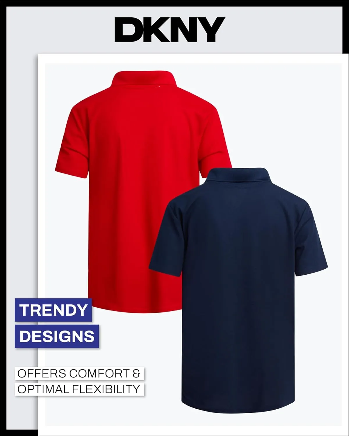 DKNY Boys' Polo Shirt - 2 Pack Active Short Sleeve School Uniform Golf Shirts for Boys, Quick Dry Performance Fabric (8-20)