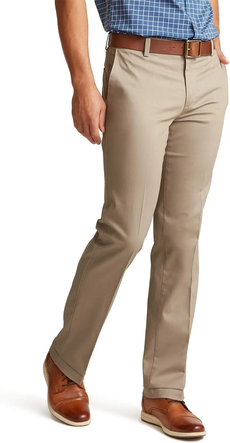 Dockers Men's Straight Fit Signature Lux Cotton Stretch Khaki Pant-Creased, Timberwolf, 38W x 34L