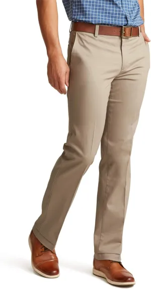 Dockers Men's Straight Fit Signature Lux Cotton Stretch Khaki Pant-Creased, Timberwolf, 38W x 34L