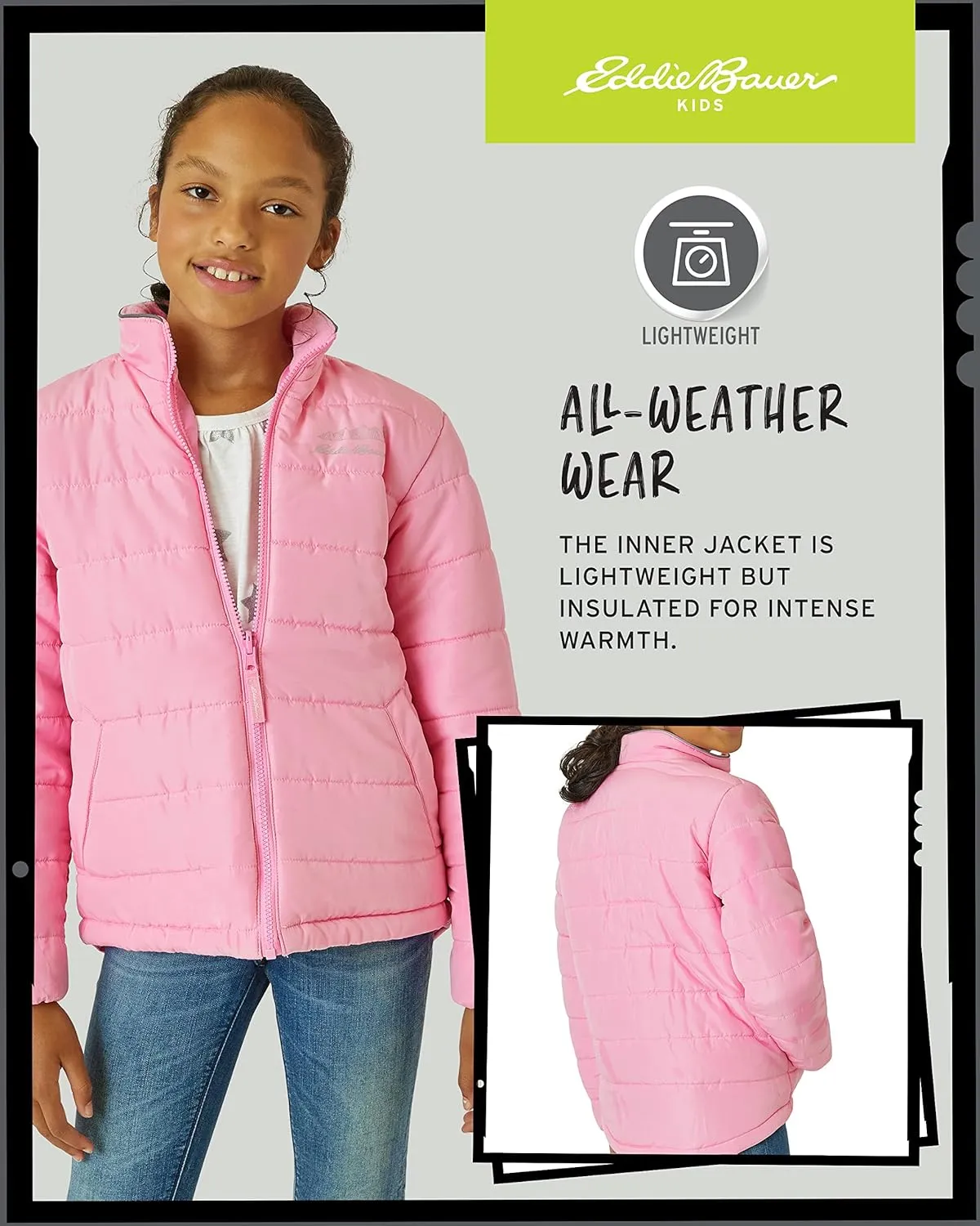Eddie Bauer Kids' Ski Jacket - Waterproof 3 in 1 Insulated Coat with Removable Shell Jacket for Boys and Girls (3-16)