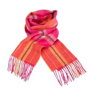 Edinburgh 100% Lambswool Scarf  Heivon Check - Radicchio/Oriental Ginger