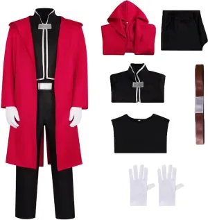 Edward Elric Cosplay Costume Halloween Red Cloak with Wig