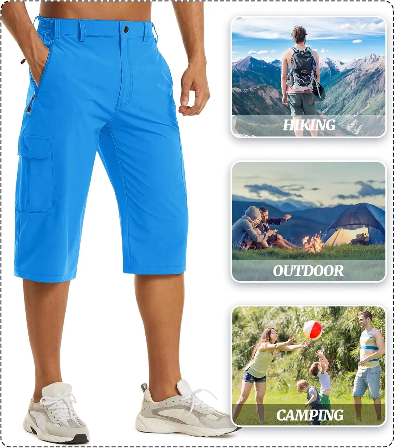 EKLENTSON Men's Workout Shorts Quick Dry Gym Hiking Shorts Zipper Pockets Lightweight Athletic 3/4 Capri Pants for Men