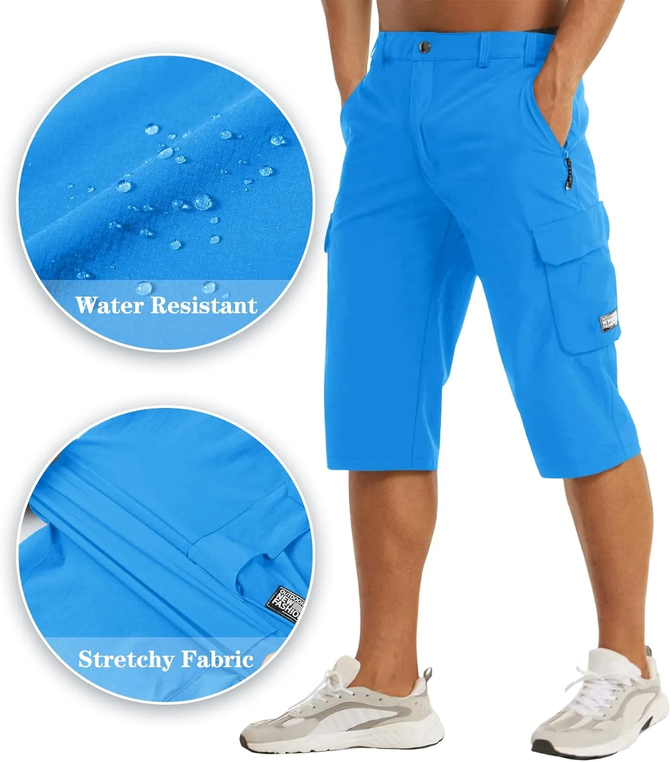 EKLENTSON Men's Workout Shorts Quick Dry Gym Hiking Shorts Zipper Pockets Lightweight Athletic 3/4 Capri Pants for Men