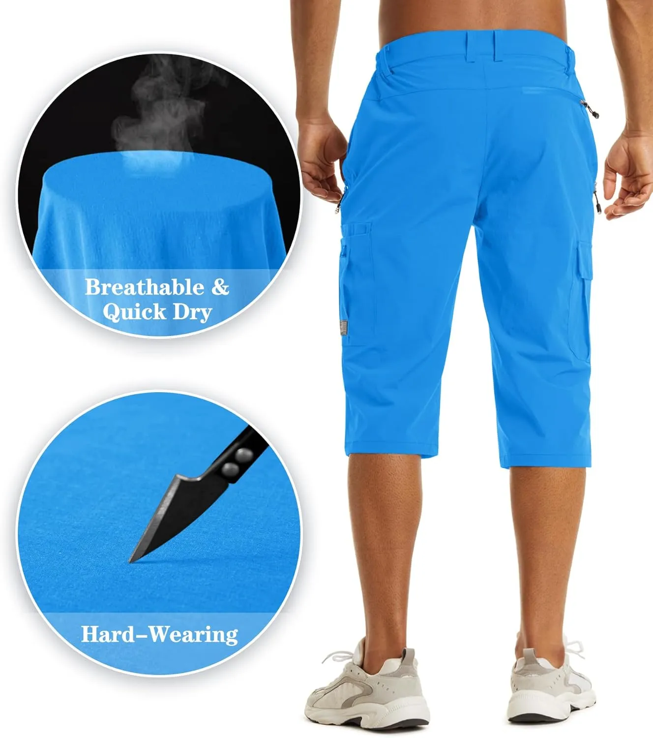 EKLENTSON Men's Workout Shorts Quick Dry Gym Hiking Shorts Zipper Pockets Lightweight Athletic 3/4 Capri Pants for Men