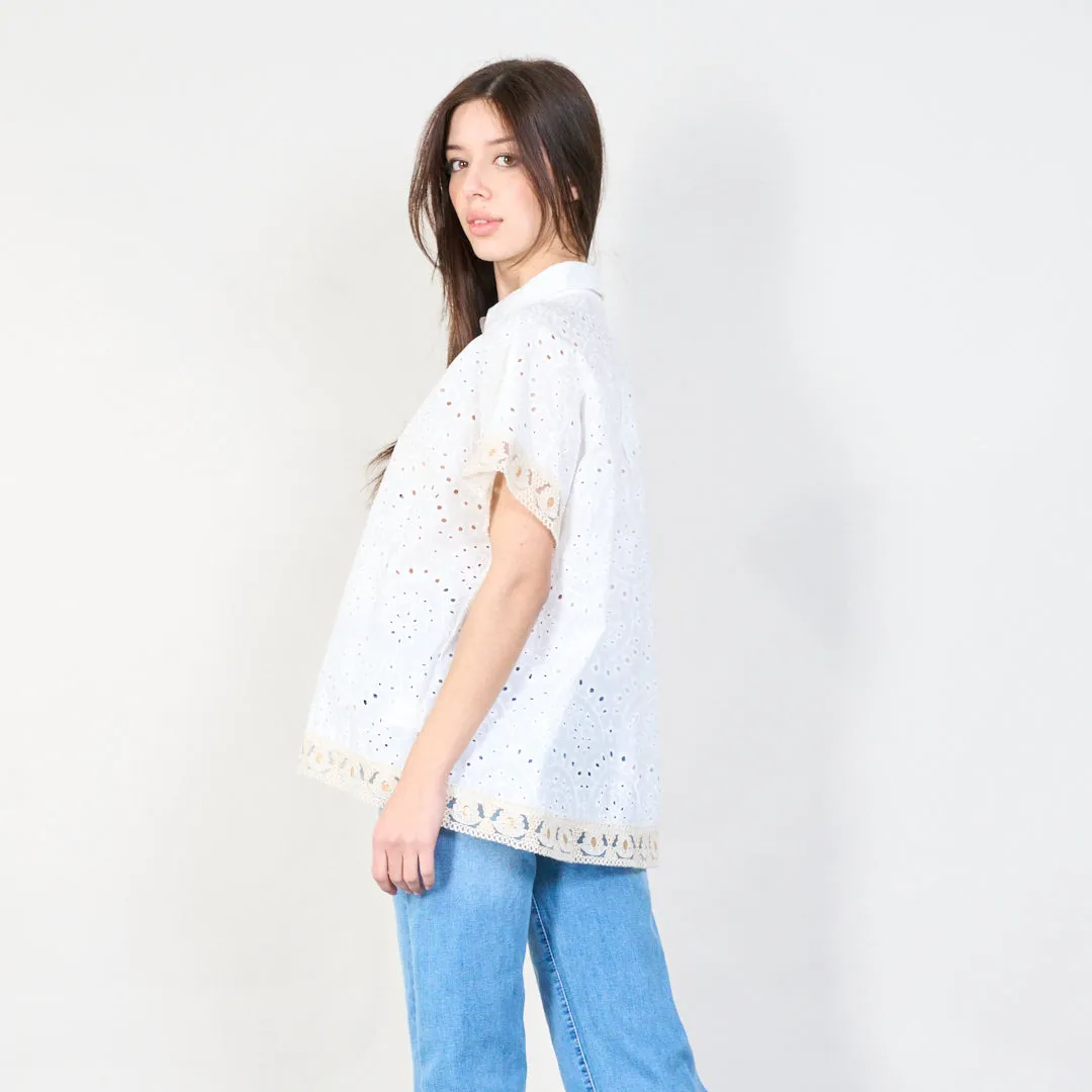 Elegant lace short-sleeve blouse wholesale