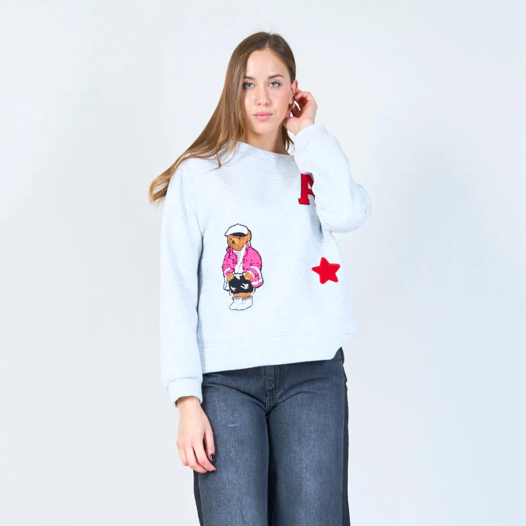 Embroidered crewneck sweatshirt wholesale