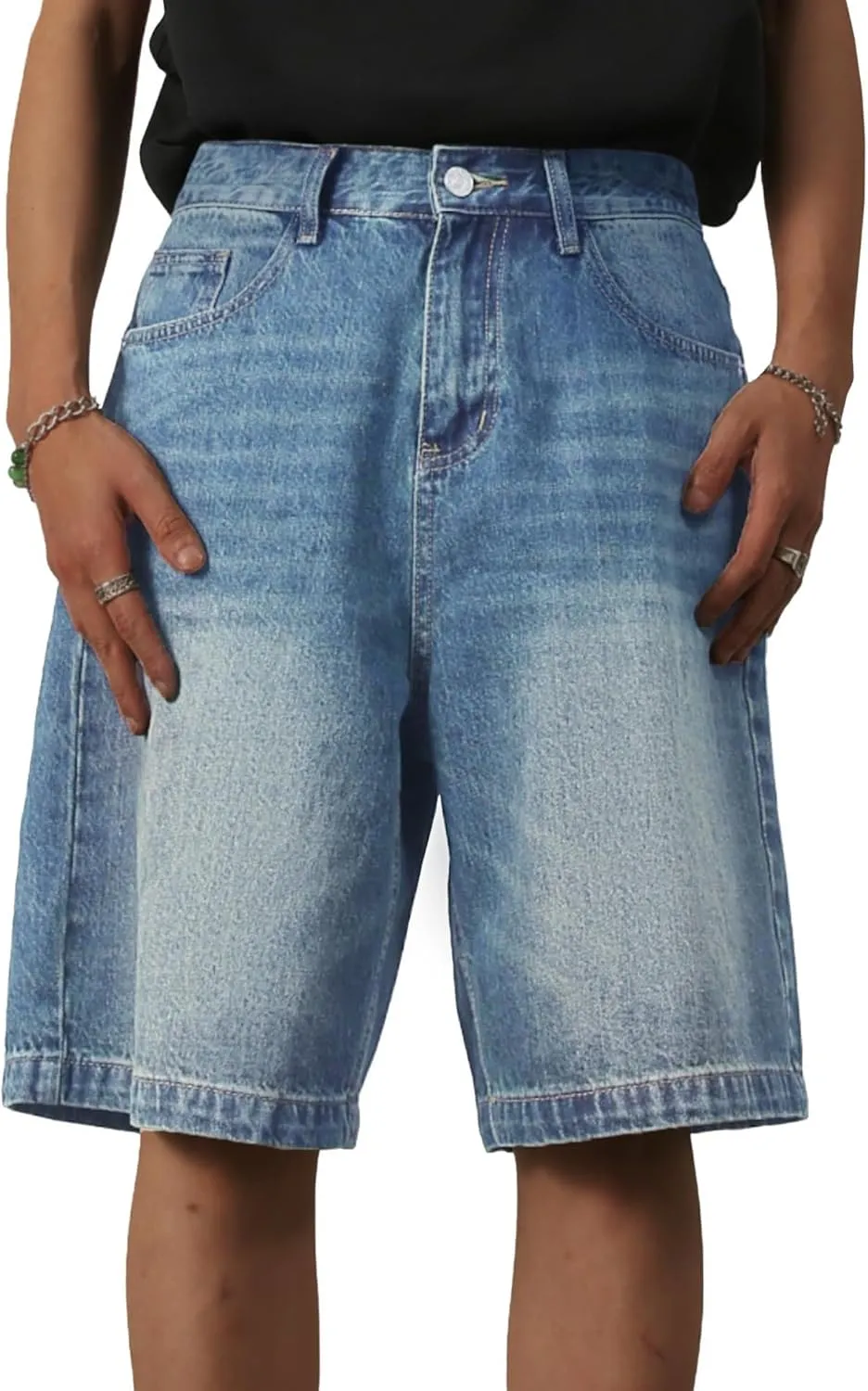 EMMIOL Mens Baggy Jean Shorts Loose Fit Denim Shorts Men Summer Casual Jorts Y2k Hip Hop Short Jeans Streetwear Clothes