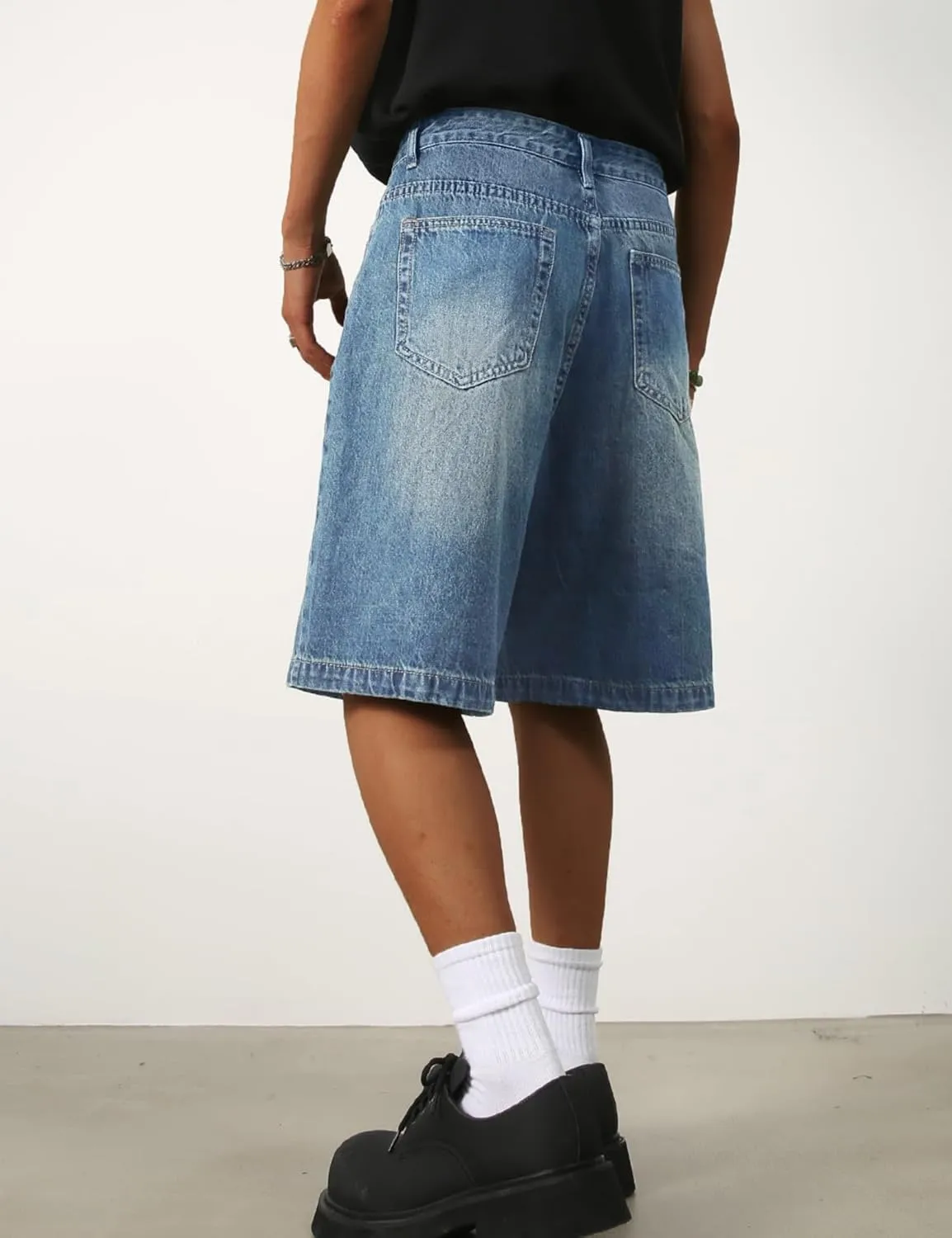 EMMIOL Mens Baggy Jean Shorts Loose Fit Denim Shorts Men Summer Casual Jorts Y2k Hip Hop Short Jeans Streetwear Clothes