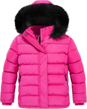 FARVALUE Girls' Winter Coats Thicken Fleece Lined Padded Hooded Puffer Jacket Coat for Girls