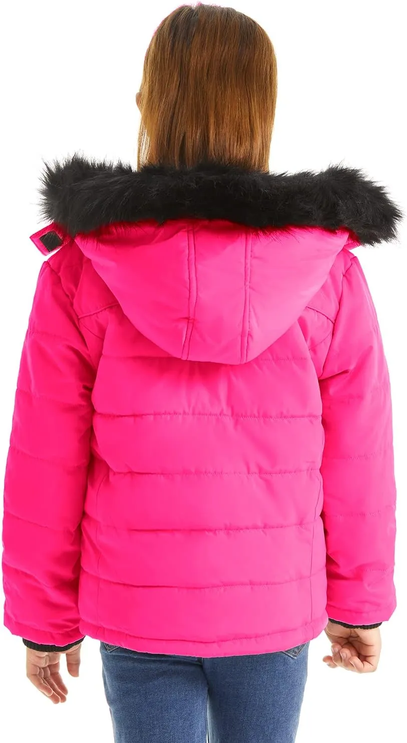 FARVALUE Girls' Winter Coats Thicken Fleece Lined Padded Hooded Puffer Jacket Coat for Girls