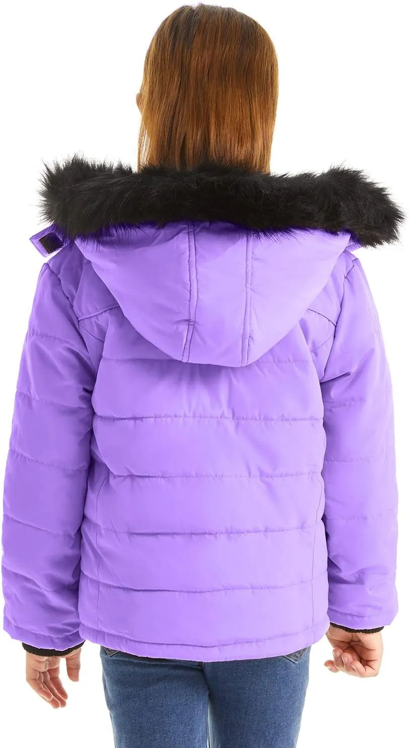 FARVALUE Girls' Winter Coats Thicken Fleece Lined Padded Hooded Puffer Jacket Coat for Girls