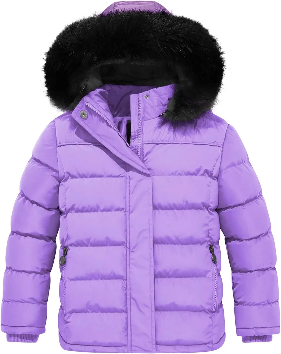 FARVALUE Girls' Winter Coats Thicken Fleece Lined Padded Hooded Puffer Jacket Coat for Girls