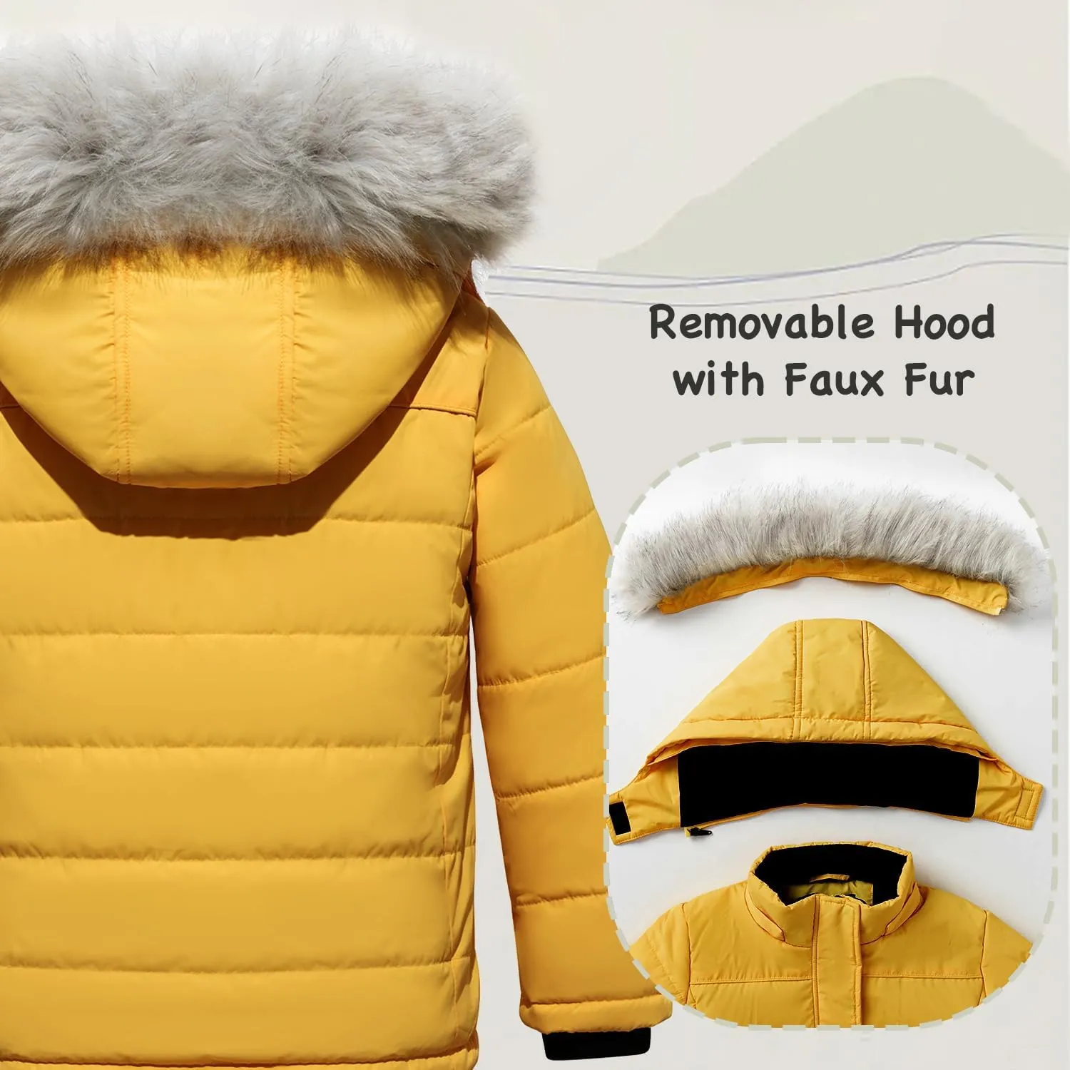 FARVALUE Girls' Winter Coats Thicken Fleece Lined Padded Hooded Puffer Jacket Coat for Girls